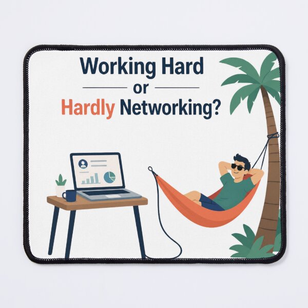 Item preview, Working Hard or Hardly Networking? Funny Remote Work Illustration designed and sold by Cerys-GS.