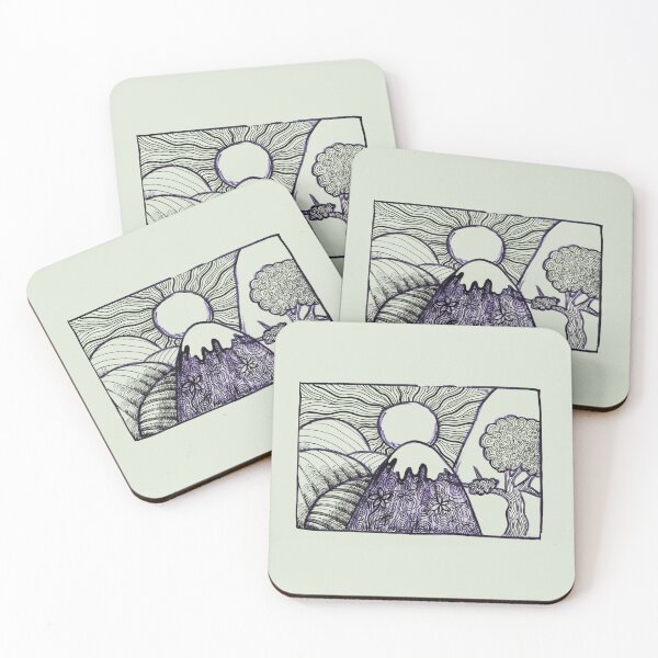 Item preview, Sketch Sunny Hillsides Black Blue Markers Sage Green designed and sold by BOKEbyTC.