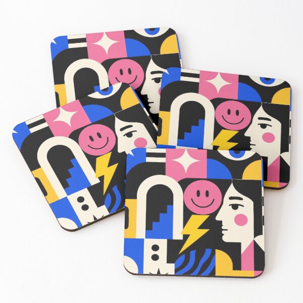 Item preview, Modern Bauhaus Face Pattern | Abstract Geometric Pop Art Design designed and sold by My Gluten Free Life UK.