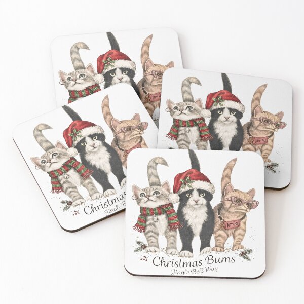 Item preview, Christmas bums Jingle Ball Way - Festive Trio Christmas Cats designed and sold by Steele-Art.