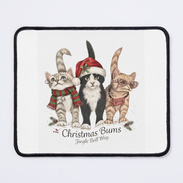 Item preview, Christmas bums Jingle Ball Way - Festive Trio Christmas Cats designed and sold by Steele-Art.