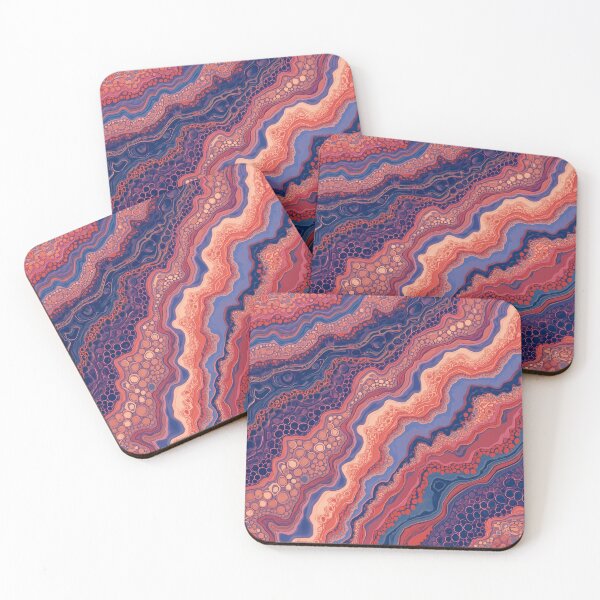Item preview, Agate Wave Coral Blue Fluid Marble Cellular Abstract Art designed and sold by GrinGalore.