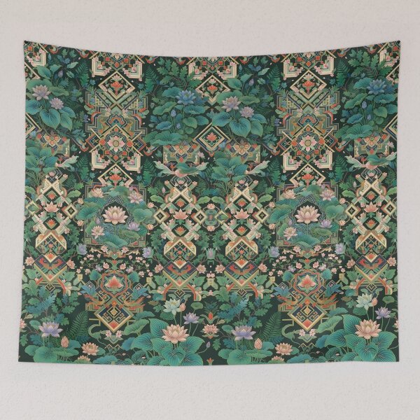 Item preview, Korean Traditional Dancheong Pattern with Summer Lush Greenery - Elegant Botanical Art designed and sold by SOOstudio73.