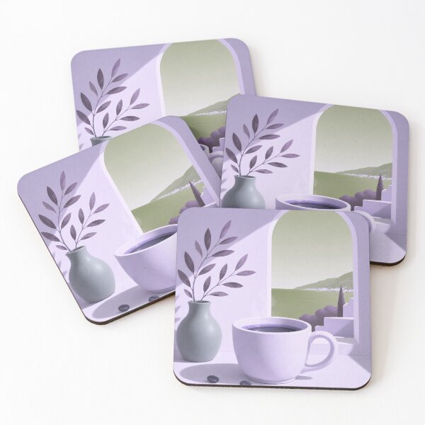 Item preview, Lavender Morning Coffee | Mediterranean Minimalist Coffee Art designed and sold by joycrysstudio.