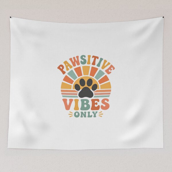 Item preview, Pawsitive Vibes Only Retro Dog Paw Print designed and sold by Cerys-GS.