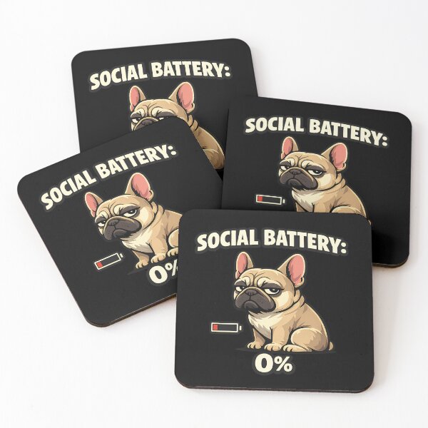 Item preview, Social Batterry 0% (French Bulldog) designed and sold by zerastore.