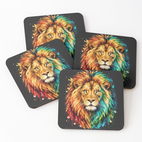 Item preview, Colorful Lion Watercolor Art – Majestic Wildlife Illustration designed and sold by ColorSplash123.