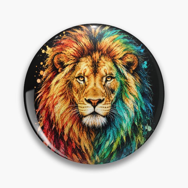 Item preview, Colorful Lion Watercolor Art – Majestic Wildlife Illustration designed and sold by ColorSplash123.