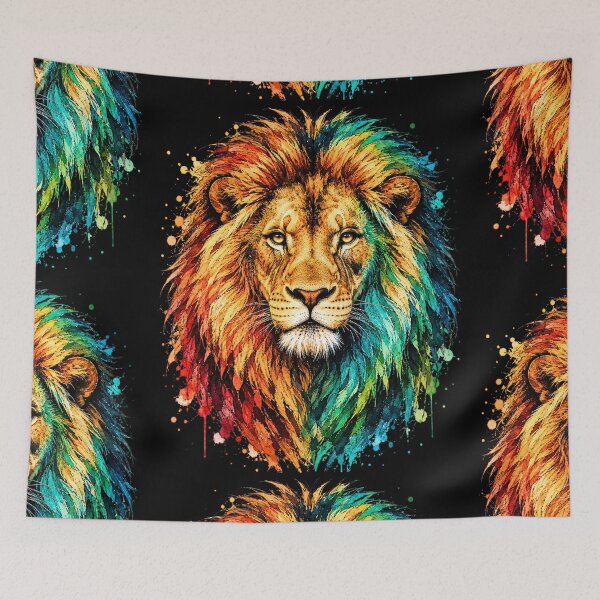 Item preview, Colorful Lion Watercolor Art – Majestic Wildlife Illustration designed and sold by ColorSplash123.