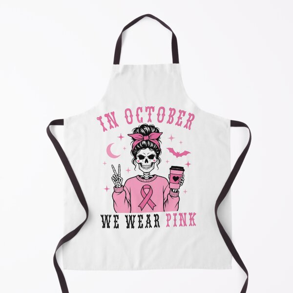 Item preview, In October We Wear Pink Breast Cancer Awareness Skeleton Messy Bun designed and sold by IsDesignHub.