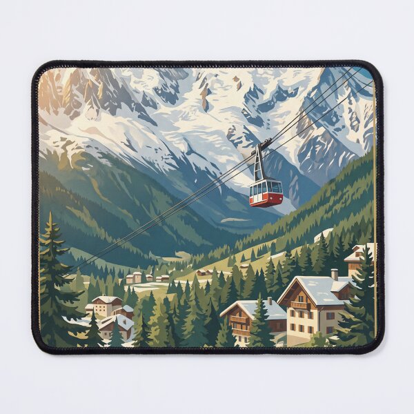 Item preview, Chamonix France Vintage Travel Poster – Mont Blanc & Cable Car designed and sold by Bomax121.