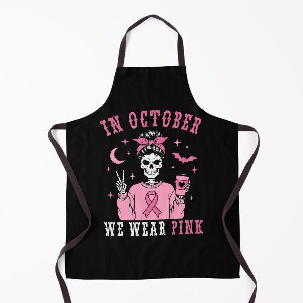 Item preview, In October We Wear Pink Breast Cancer Awareness Skeleton Messy Bun designed and sold by IsDesignHub.