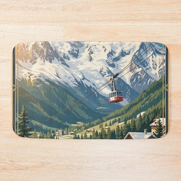 Item preview, Chamonix France Vintage Travel Poster – Mont Blanc & Cable Car designed and sold by Bomax121.