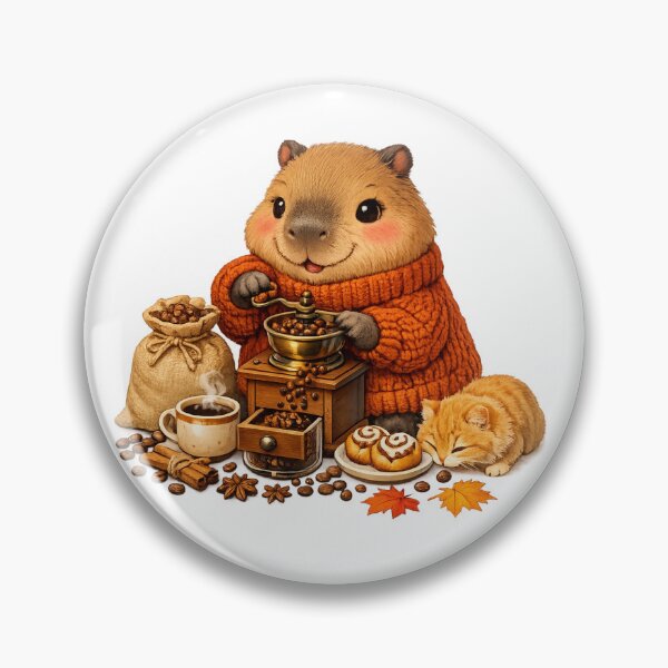 Item preview, Home Barista Capybara | Manual Coffee Grinder Illustration designed and sold by Cozy Art for Cozy Souls.