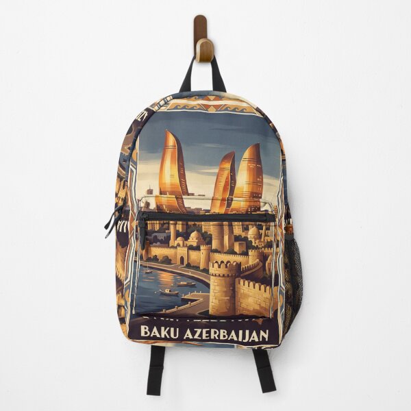 Item preview, Baku Azerbaijan Vintage Travel Poster – Flame Towers & Old City designed and sold by Bomax121.