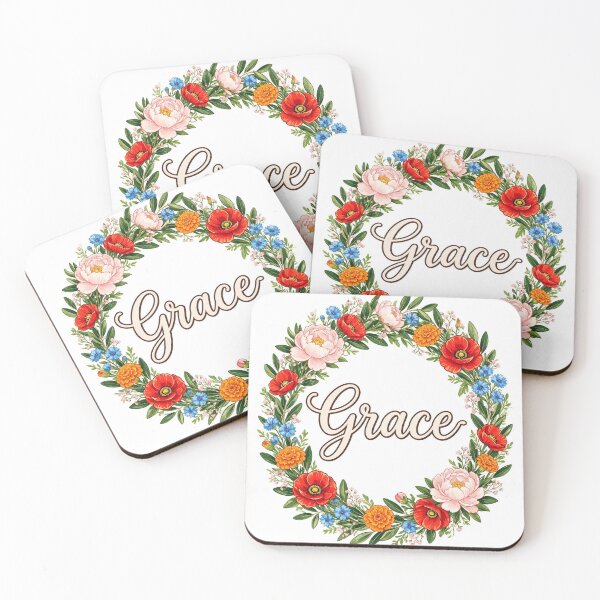 Artikelvorschau, Ein wunderschöner Blumenkranz umgibt das Wort „Gnade“. entworfen und verkauft von DVerse Studio.