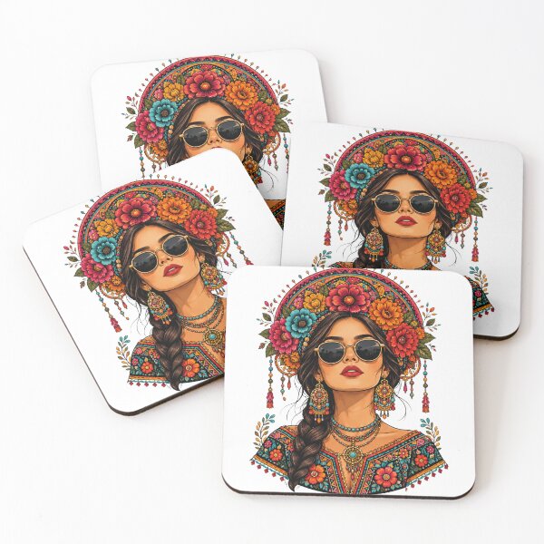 Item preview, Colorful Folk Art Floral Crown Portrait designed and sold by DKSH1234.