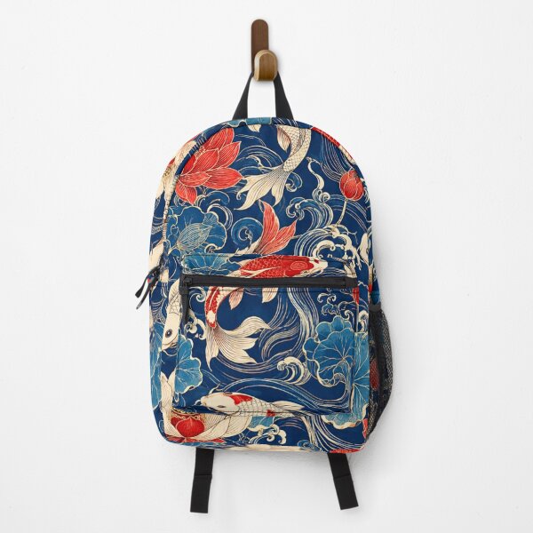 Item preview, Japanese Koi Fish & Lotus Seamless Pattern | Traditional Indigo Textile Design designed and sold by lavanya11.