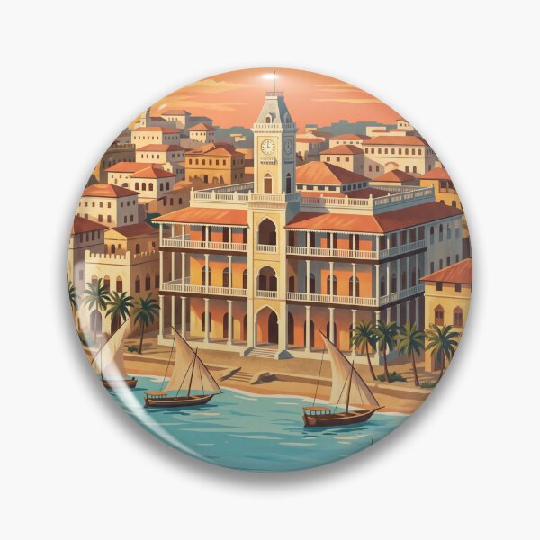 Item preview, Zanzibar Tanzania Vintage Travel Poster – Stone Town & Dhow Boats designed and sold by Bomax121.