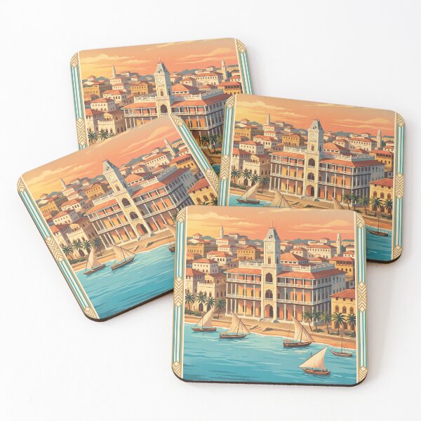 Item preview, Zanzibar Tanzania Vintage Travel Poster – Stone Town & Dhow Boats designed and sold by Bomax121.
