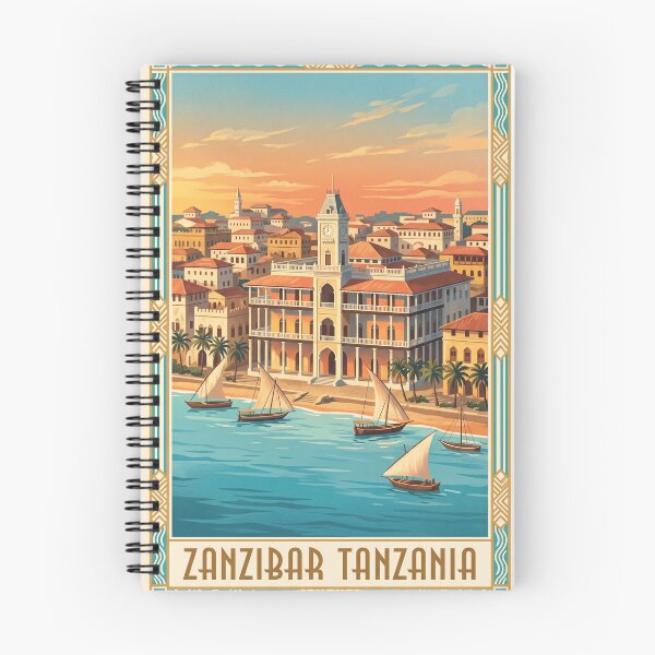 Item preview, Zanzibar Tanzania Vintage Travel Poster – Stone Town & Dhow Boats designed and sold by Bomax121.