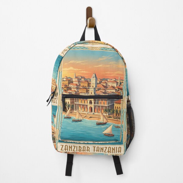 Item preview, Zanzibar Tanzania Vintage Travel Poster – Stone Town & Dhow Boats designed and sold by Bomax121.