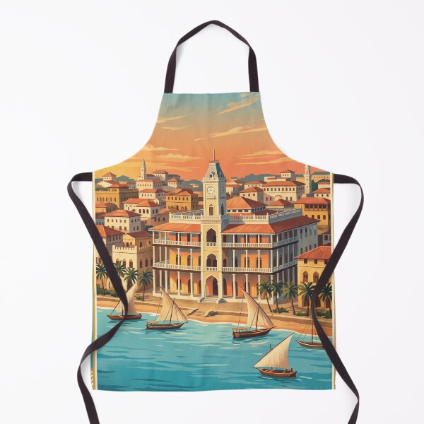 Item preview, Zanzibar Tanzania Vintage Travel Poster – Stone Town & Dhow Boats designed and sold by Bomax121.
