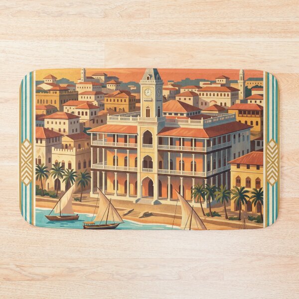 Item preview, Zanzibar Tanzania Vintage Travel Poster – Stone Town & Dhow Boats designed and sold by Bomax121.