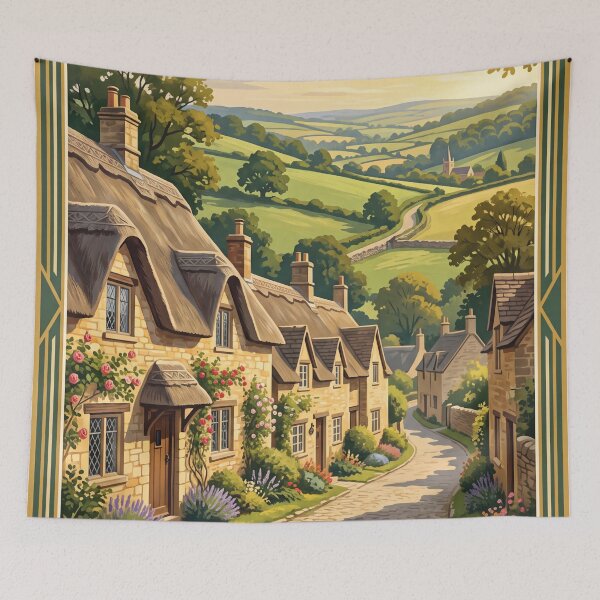 Item preview, Cotswolds England Vintage Travel Poster – Stone Cottages & Countryside designed and sold by Bomax121.