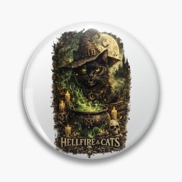 Item preview, Hellfire & Cats | Gothic Black Witch Cat Halloween Vintage T-Shirt designed and sold by Norique_7.