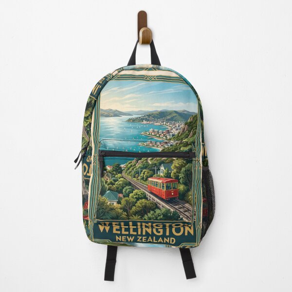 Item preview, Wellington New Zealand Vintage Travel Poster – Cable Car & Harbour designed and sold by Bomax121.