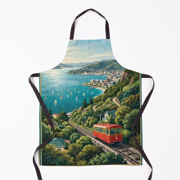 Item preview, Wellington New Zealand Vintage Travel Poster – Cable Car & Harbour designed and sold by Bomax121.
