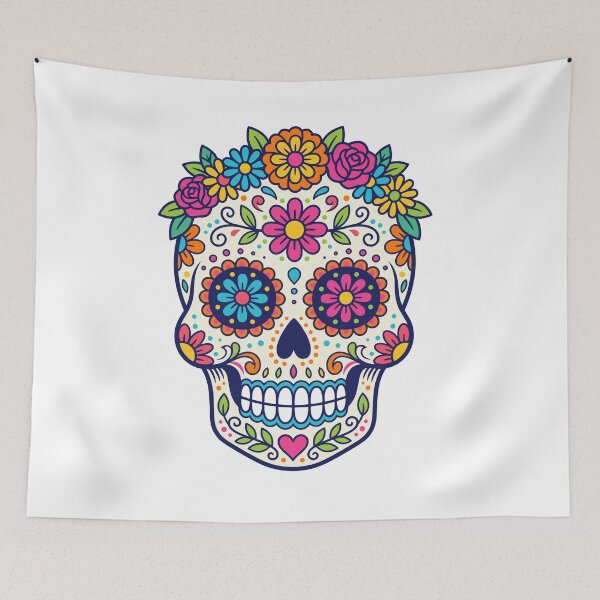 Item preview, Colorful Floral Sugar Skull | Mexican Day of the Dead Calavera Folk Art Design designed and sold by Ecocrushstudio.