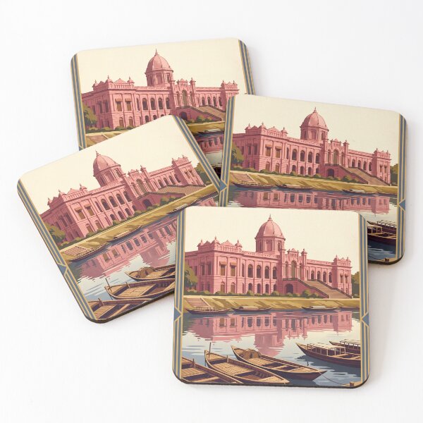 Item preview, Dhaka Bangladesh Vintage Travel Poster – Ahsan Manzil & River designed and sold by Bomax121.