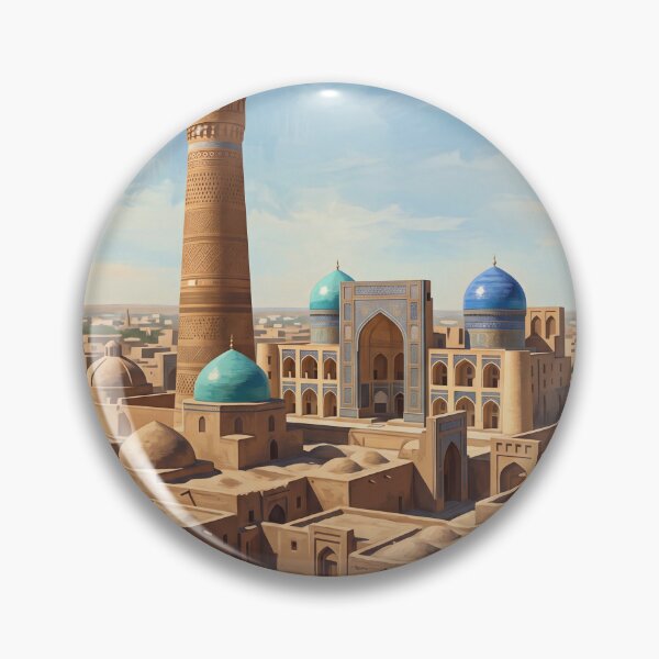 Item preview, Bukhara Uzbekistan Vintage Travel Poster – Kalon Minaret & Blue Domes designed and sold by Bomax121.