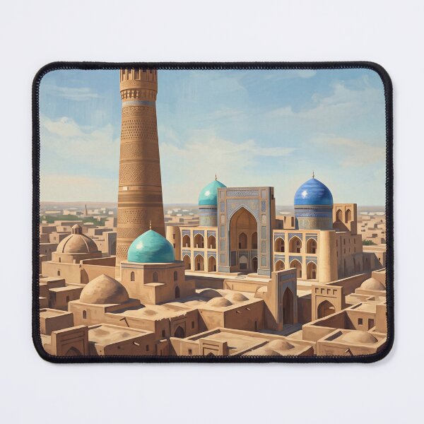 Item preview, Bukhara Uzbekistan Vintage Travel Poster – Kalon Minaret & Blue Domes designed and sold by Bomax121.