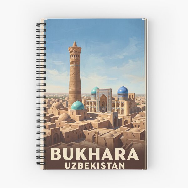 Item preview, Bukhara Uzbekistan Vintage Travel Poster – Kalon Minaret & Blue Domes designed and sold by Bomax121.