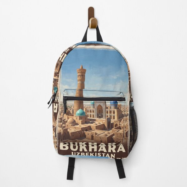 Item preview, Bukhara Uzbekistan Vintage Travel Poster – Kalon Minaret & Blue Domes designed and sold by Bomax121.