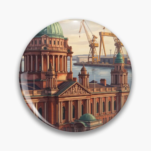 Item preview, Belfast Northern Ireland Vintage Travel Poster – City Hall & Shipyard designed and sold by Bomax121.