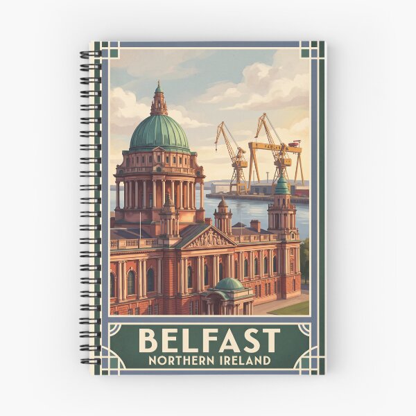 Item preview, Belfast Northern Ireland Vintage Travel Poster – City Hall & Shipyard designed and sold by Bomax121.