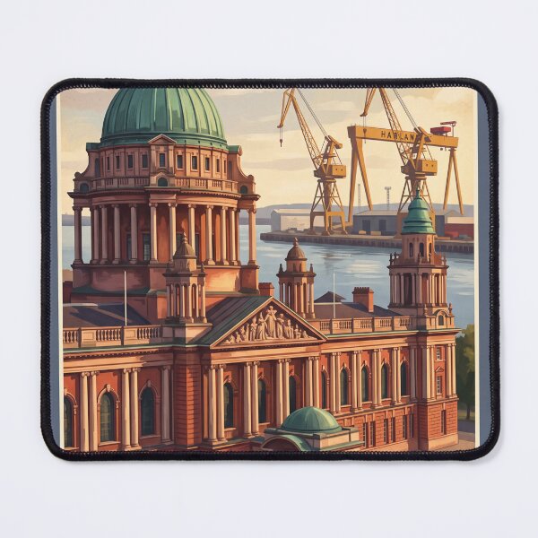 Item preview, Belfast Northern Ireland Vintage Travel Poster – City Hall & Shipyard designed and sold by Bomax121.