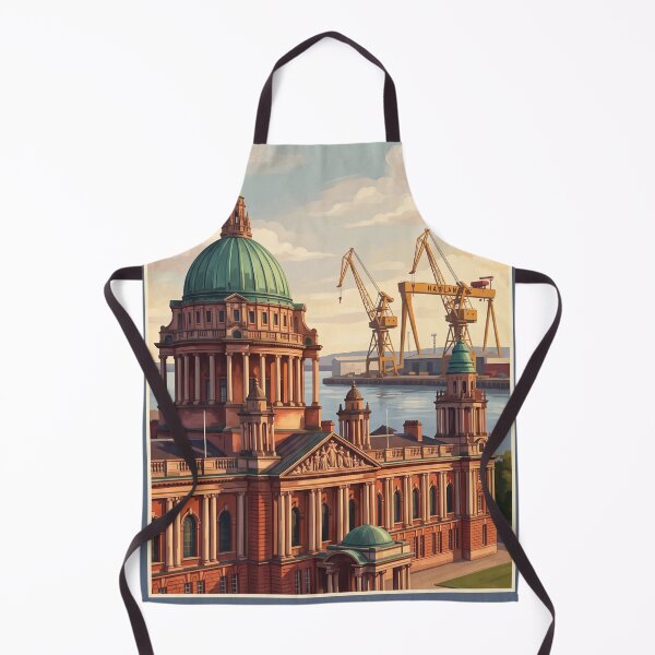 Item preview, Belfast Northern Ireland Vintage Travel Poster – City Hall & Shipyard designed and sold by Bomax121.