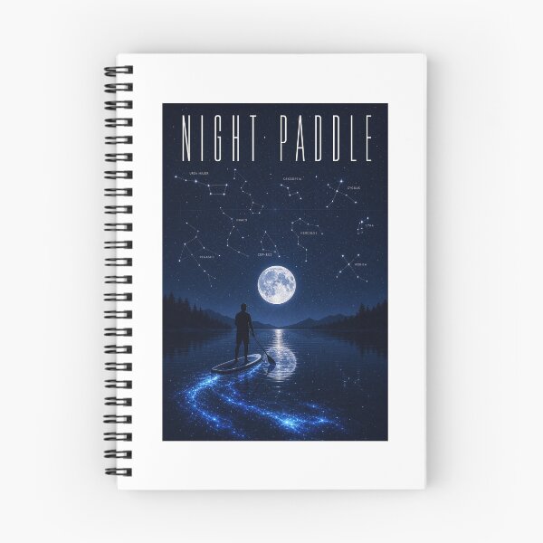 Item preview, Night Paddle, Celestial SUP Bioluminescent Lake Art Print Sticker Paddle Board Gift designed and sold by sharifex.
