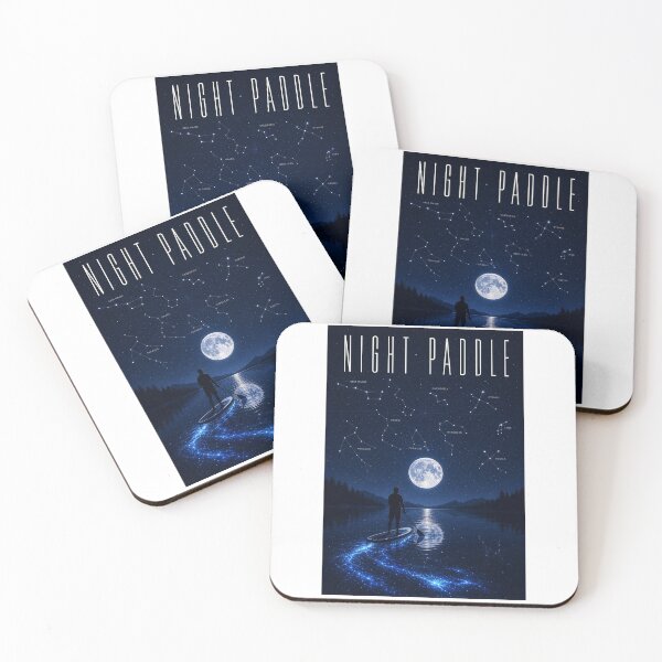 Item preview, Night Paddle, Celestial SUP Bioluminescent Lake Art Print Sticker Paddle Board Gift designed and sold by sharifex.
