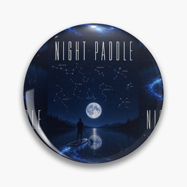 Item preview, Night Paddle, Celestial SUP Bioluminescent Lake Art Print Sticker Paddle Board Gift designed and sold by sharifex.