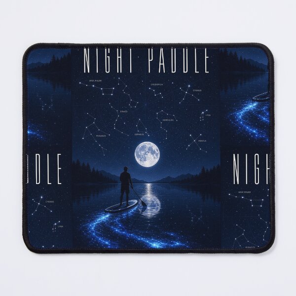 Item preview, Night Paddle, Celestial SUP Bioluminescent Lake Art Print Sticker Paddle Board Gift designed and sold by sharifex.