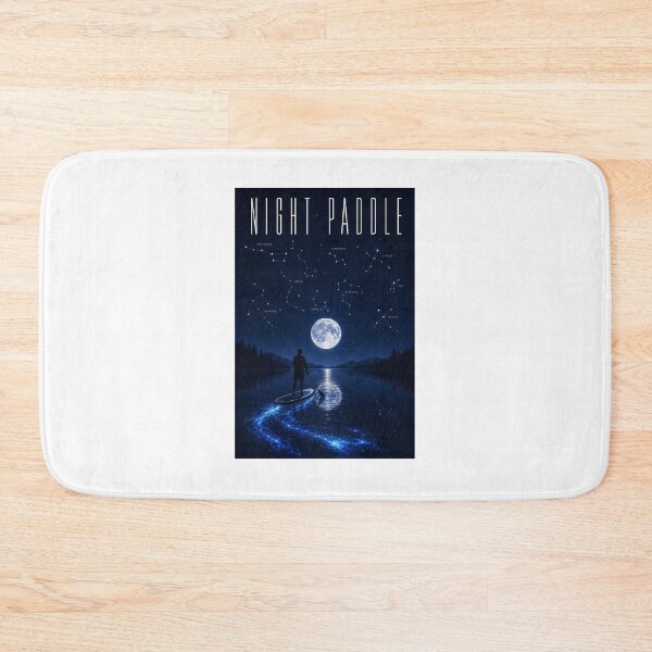 Item preview, Night Paddle, Celestial SUP Bioluminescent Lake Art Print Sticker Paddle Board Gift designed and sold by sharifex.