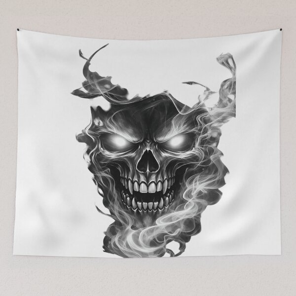 Item preview, Smoke Skull Glowing Eyes – Dark Gothic Fantasy Art designed and sold by RON-FASHION.
