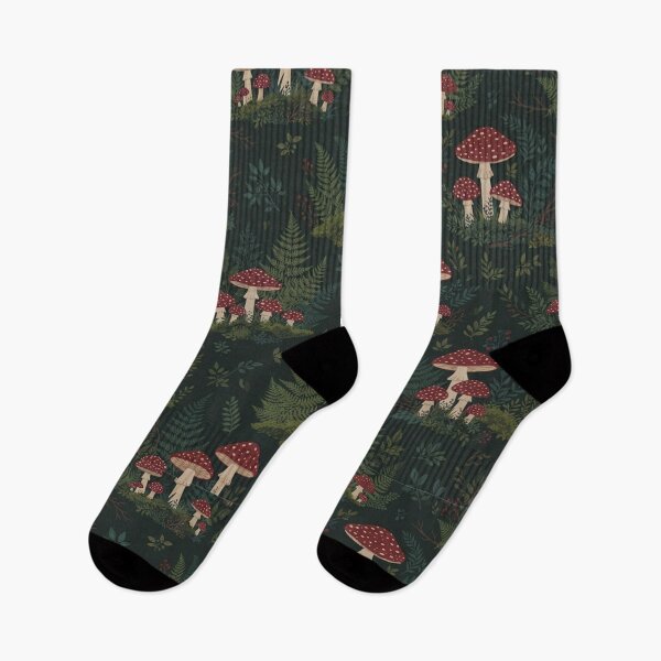 Item preview, Dark Cottagecore Mushroom House Forest Pattern designed and sold by bvdesignart.