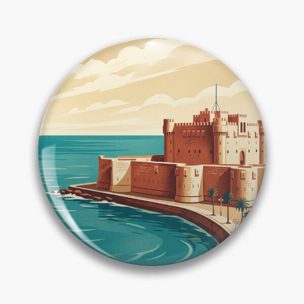 Item preview, Alexandria Egypt Vintage Travel Poster – Qaitbay Citadel & Mediterranean designed and sold by Bomax121.